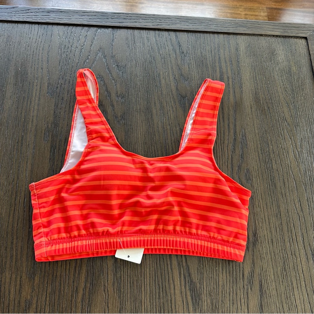 NWT Orange striped Bikini Top
